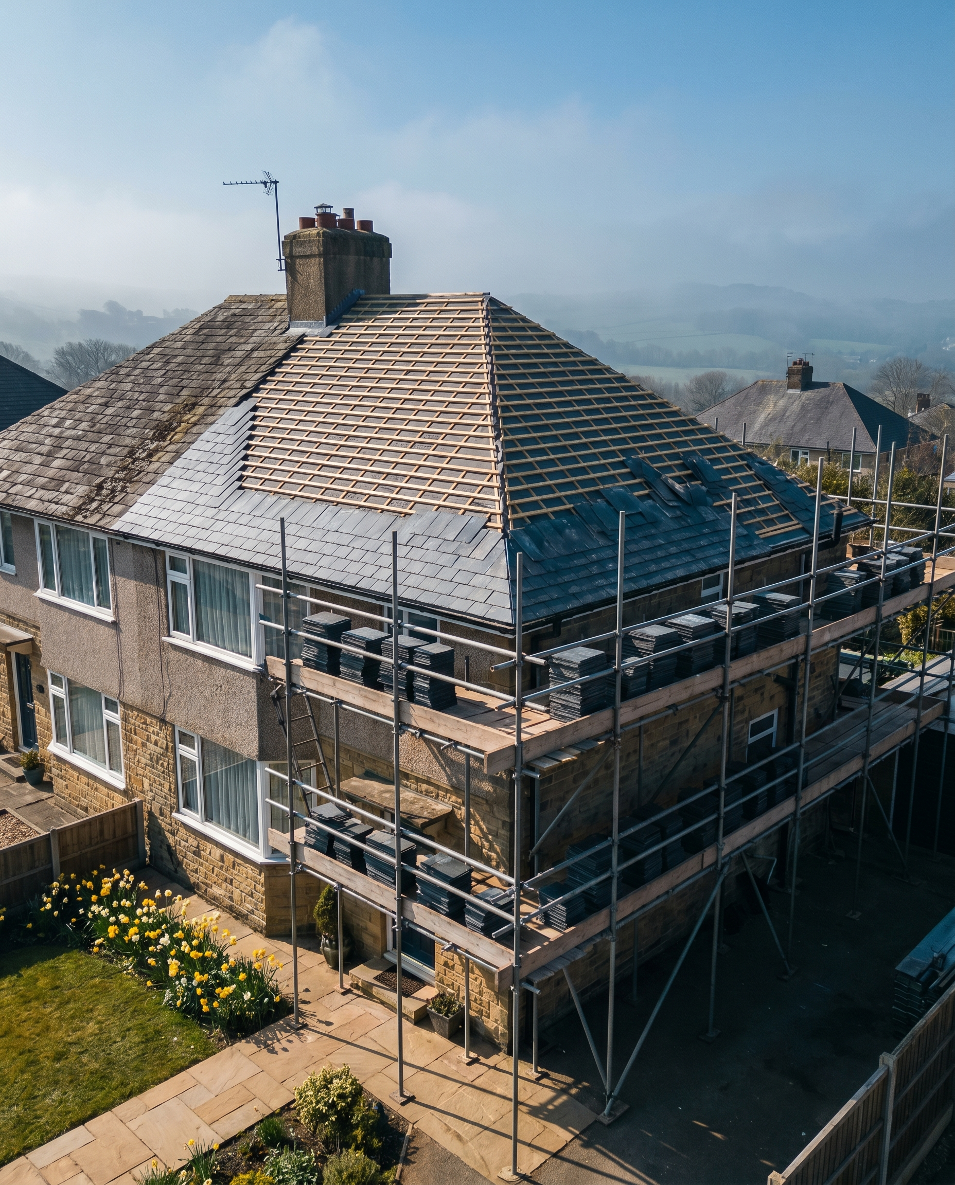 Full re-roof project in progress
